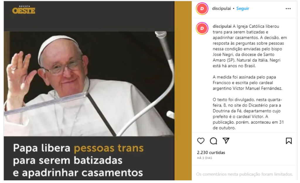 Fenômeno na internet, bispo Bruno Leonardo declara apoio a