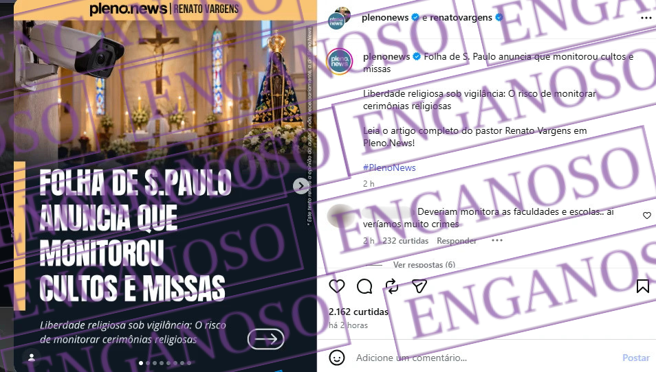 Site gospel distorce informação sobre pesquisa que mediu campanha eleitoral em cultos e missas e espalha pânico